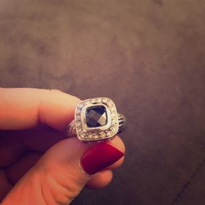Black Gem Stone and Silver Statement Ring